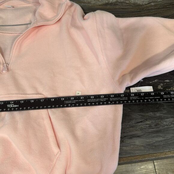Old Navy Womens Pullover Quarter Zip Large Pink Pockets Thumb Hole Loose Fit - Picture 12 of 15
